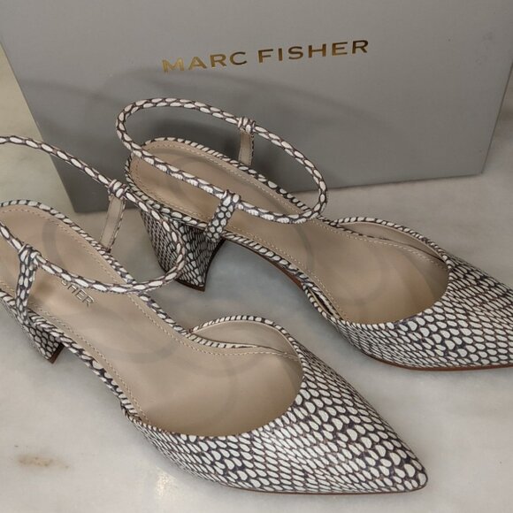 Callo Snakeskin Slingback Block Heel Pumps - Picture 1 of 6